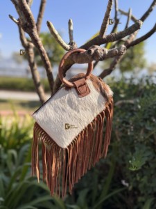 Sac à franges en cuir de vachette à motif nouveau, sac à main de créateur, sac bandoulière, fourrure sur peau, sac bohème pour femmes, sac à main multi-usages - Product Image 2