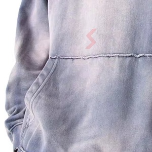 Ensemble 2 pièces sweat à capuche zippé et pantalon de survêtement streetwear personnalisé, délavé soleil et délavé acide, 100% coton, taille élastique, prix abordable - Product Image 4