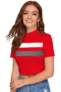 Latest Exclusive Indian T <b>Shirt</b> Trendy Knitting Grey Tops <b>Women</b> Comfortable Regular Wear Formal Short Tops From Indian Boutique - Product Image 3