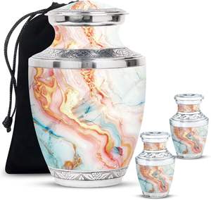 Juego combinado de urna de cremación contemporánea Ocean Tranquility de 3 suministros funerarios de aluminio para cenizas - Product Image 1