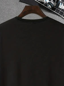 เสื้อยืดคอกลมลำลองแขนสั้นสำหรับผู้ชาย, เสื้อยืดผ้าฝ้าย100% สีขาวทึบขนาดพิเศษคอลเลคชั่นฤดูร้อน260กรัมเนื้อผ้าจำนวนมาก - Product Image 5