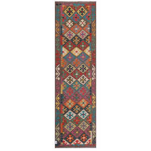 Alfombra Kilim de Maimana, Afganistán, 304 x 87 cm - Product Image 1