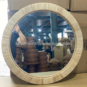 Images réelles du produit à l'usine, miroir rond en rotin tissé naturel avec un design robuste et respectueux de l'environnement - Product Image 1