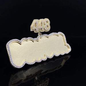 Pendentif en diamant glacé unisexe hip-hop en acier inoxydable plaqué rhodium/argent imitation personnalisé - Product Image 1