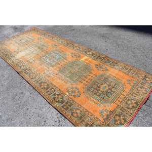 พรมขนาด 4.1x11.2 ฟุต, พรมตุรกี, พรมโมร็อกโกขนสัตว์สีส้มวินเทจ - Product Image 4