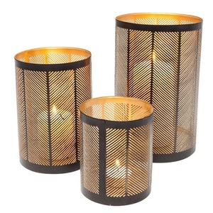 Lot de 3 bougeoirs votifs en fer de style moderne découpés au laser à la main, couleur noire, décoration d'intérieur de haute qualité - Product Image 2