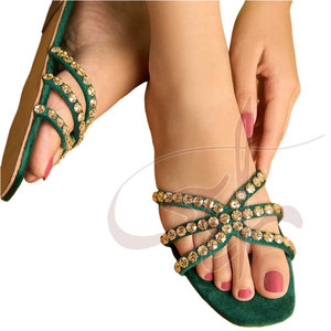 Daily Use Anti-Slippery Velvet Women Slide for with Genuine Leather Midsole Velvet Lining-<b>Designer</b> Summer Outing Footwear - Product Image 2