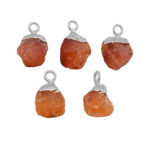 Colgante de Cristal de Cornalina en Bruto, Amuleto de Piedra Preciosa Galvanizado a Mano, Piedra de Energía Curativa Natural, Suministro para la Fabricación de Joyería Boho - Product Image 2