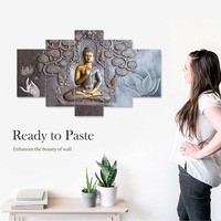 Art mural bouddha en MDF peint à la main de haute qualité pour la salle de méditation et le salon pour le prix de vente à l'exportation
