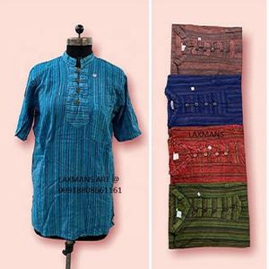 Laxmans kurta เนปาล Hippy สไตล์อินเดียลายสวดมนต์พิมพ์ unisex ขายส่ง - Product Image 1