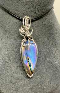 Pendentif en fil de labradorite arc-en-ciel en argent sterling fait à la main avec pierre précieuse de haute qualité - Product Image 5