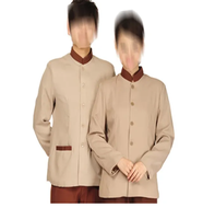 Robe uniforme pour le personnel d'hôtel en tissu coton polyester de qualité supérieure, logo personnalisé, tailles variées, unisexe, prix de gros