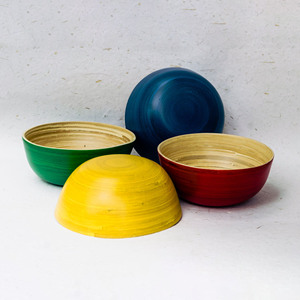 Kids food serving natural fiber bowl <b>dinnerware</b> set coil bamboo color dining bowls for children - Product Image 3