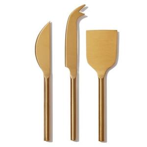 Ensemble de couteaux à fromage manuels élégants et fabriqués à la main Lames en acier inoxydable poli Finition dorée Passe au lave-vaisselle Design moderne pour - Product Image 3