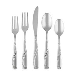 Ensemble de couverts en acier inoxydable de style américain haut de gamme 5 Pcs Silver Collection avec poignées en argent fabriquées à la main - Product Image 4