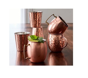 Tazas de mula de cobre puro de primera calidad con aspecto clásico de diseño antiguo con mango de latón, tazas martilladas antiguas de tamaño de 16 oz - Product Image 3