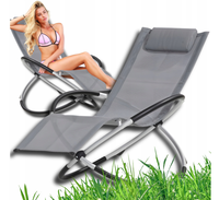 Fauteuil à bascule moderne d'extérieur pliable zéro gravité avec appui-tête en tissu maillé respirant pour patio, jardin, balcon