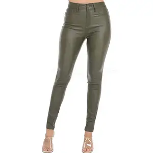 Großhandel Hochwertige Damen Leder Stretch Weiche Hosen Benutzer definierte Taschen Lose Pu Lederhose Frauen