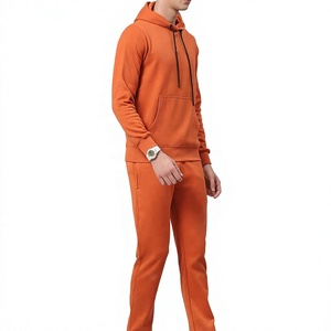Men's Hooded Tracksuits <b>Set</b> Full Sleeve Solid Color Casual Sweatshirt Pants Breathable Heavyweight Cotton Acid Wash Rhinestone - Product Image 2