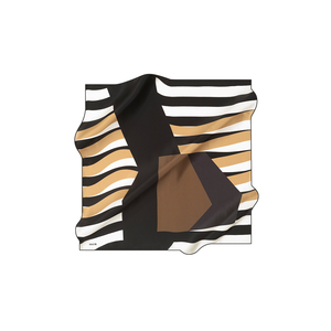 Black Silk Square Striped Scarf-100% Silk Designer Satin Scarf - Product Image 1