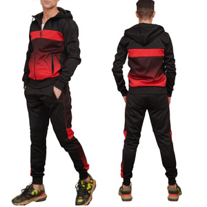 Ensemble de survêtements de sport à manches longues et fermeture éclair pour hommes, rouge et noir, imprimé délavé à l'acide, vêtements d'entraînement respirants pour l'hiver, options de taille plus - Product Image 3