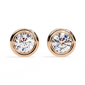 Pendientes de tuerca con diamante cultivado en laboratorio, diseño único con engaste de bisel en oro rosa chapado en oro de 18K, modernos, de oro de 14K con perla como piedra principal - Product Image 6