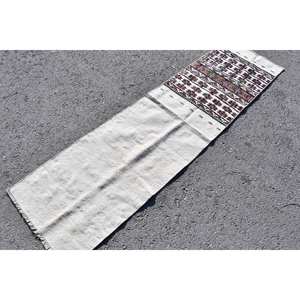 Vintage Turkish Rug Classic White <b>Red</b> 2 X 7.3ft Large Area <b>Wool</b> Latex Rectangular Plush Hight Abstract for Hallway Room Rug - Product Image 2