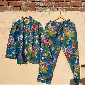 Conjunto de pijama de algodón indio, Conjunto de pijama de noche suave hecho a mano indio, Conjunto de pijama de algodón puro 100% - Product Image 1