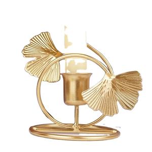 เชิงเทียนลวดรูปทรงใบไม้ดีไซน์สวยงามเชิงเทียนสำหรับตกแต่งดีไซน์สวยงาม - Product Image 1