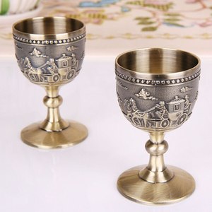 TQC Embossed Finished Glass Vintage Design Brass Antique Finished <b>Goblet</b> Cocktail Glass 300ml Hand Made Luxury for Restaurant - Product Image 1