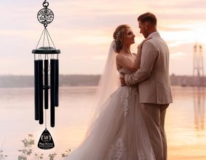 Regalo personalizado de carillón de viento de aniversario con letreros de metal cortados con láser Regalo de boda de Navidad para parejas - Product Image 4