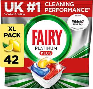 Pastillas para Lavavajillas Fairy Platinum Plus - Paquete de 42, Limón, Tecnología Anti-Deslustre - Product Image 6