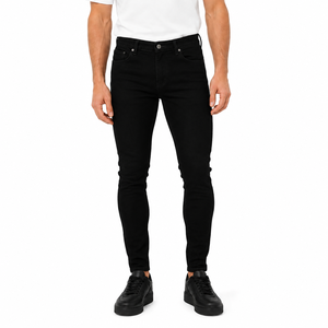 High Quality <b>Men</b> <b>Stretch</b> Skinny Denim Jeans Regular Rise Button Fly Slim Fit Denim Jeans Pants Casual Streetwear Trousers - Product Image 1