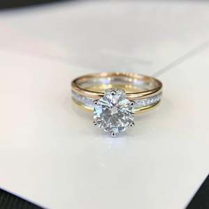 1.70tcw IGI Certified Round Lab <b>Diamond</b> <b>Ring</b> Yellow Gold Band with White Gold Prongs - Product Image 2