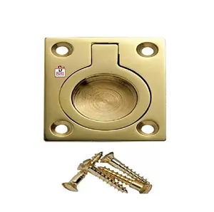 Poignée de porte à anneau encastré en laiton poli au design moderne - Product Image 1