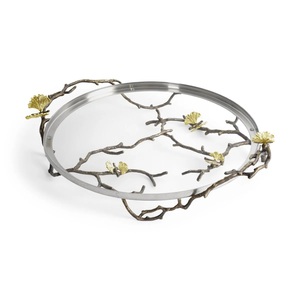 Plateau de service traditionnel en métal fabriqué à la main avec un design floral travail vintage premium floral détaillé meilleur pour la cuisine à domicile à manger - Product Image 6