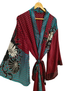 Party Wear Shirt Silk kimono For Woman's Multi Color Soft House Wear Multi Color Silk Blouse Short robe kimono Free Size lounge - Product Image 4