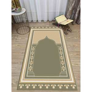 Alfombra de Oración Verde: Elegante Regalo Musulmán, Diseño Decorativo, Alfombra Estampada, con Pelo Suave - Product Image 5