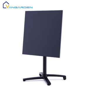 Mesa preta quadrada empilhável de alumínio Mesa de jantar dobrável ao ar livre com base de metal tipo X Leisure Camping Picnic Cafe Desk - Product Image 4