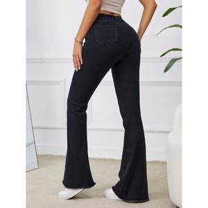 Vaqueros de mujer de moda, corte de bota, casuales, negros, acampanados, elegantes, de tiro alto, estilo callejero, elásticos, tallas 26-40 - Product Image 2