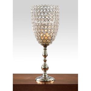 Fancy Crystal Tall Metal Hurricanes Candle Stand Wedding Tabletop Centro de mesa decorativo Silver Hurricanes Holders - Product Image 5