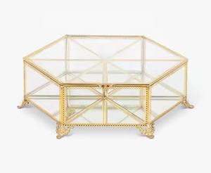 Boîte à bijoux en verre de luxe, rectangulaire, décoration d'intérieur, rangement multiple, présentoir, métal noir - Product Image 5