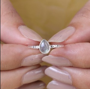 Labradorite Gemstone Ring Solid 925 Sterling Silver Pear Shape Labradorite Gemstone Rind Handmade Cabochons Jewelry <b>Supply</b> - Product Image 3