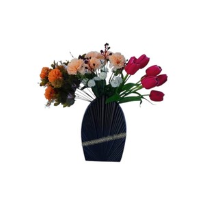Traditional Wholesale Modern Aluminium Flower Vase Table <b>Top</b> Decor Metal Flower Pot in Black Tone for Party <b>Wedding</b> - Product Image 1