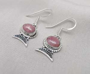 Pendientes colgantes de rodocrosita en plata de ley 925, joyería bohemia curativa, minimalista, hecha a mano para mujeres, joyería artesanal. - Product Image 3