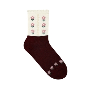 Calcetines bordados de flores de estilo retro para boutique, venta al por mayor, calcetines de algodón transpirables suaves con opción de logotipo personalizado - Product Image 6