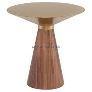 Table d'appoint avec base en bois de bambou et dessus en métal plaqué or avec table basse en métal de grande taille de la plus haute qualité d'Inde - Product Image 1