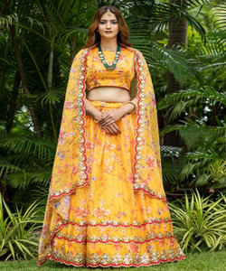 Precio al por mayor Georgette bordado secuencia trabajo Lehenga Choli con Dupatta XL tamaño seda y algodón ropa de fiesta para boda ApparelGarment - Product Image 6