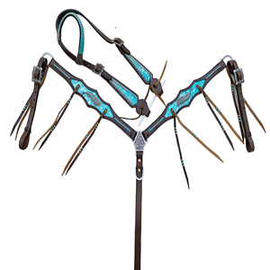 Oeil Design attrayant Western Horse Bride Poitrine Collier Ensemble Équitation En Cuir Headstall Avec Taille Personnalisée - Product Image 1