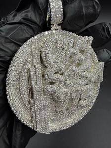 จี้เพชรโมอิสซาไนต์ทรงกลมแบบ Iced Out VVS ตัวอักษรสั่งทำได้ เงินแท้ 925 สไตล์ฮิปฮอปสุดหรู สำหรับผู้ชายและผู้หญิง - Product Image 4
